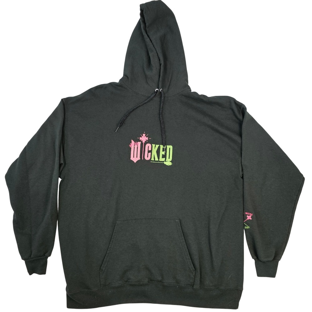 Hanes Wicked Musical Embroidered Hoodie XL Dark Green Pullover Sweatshirt